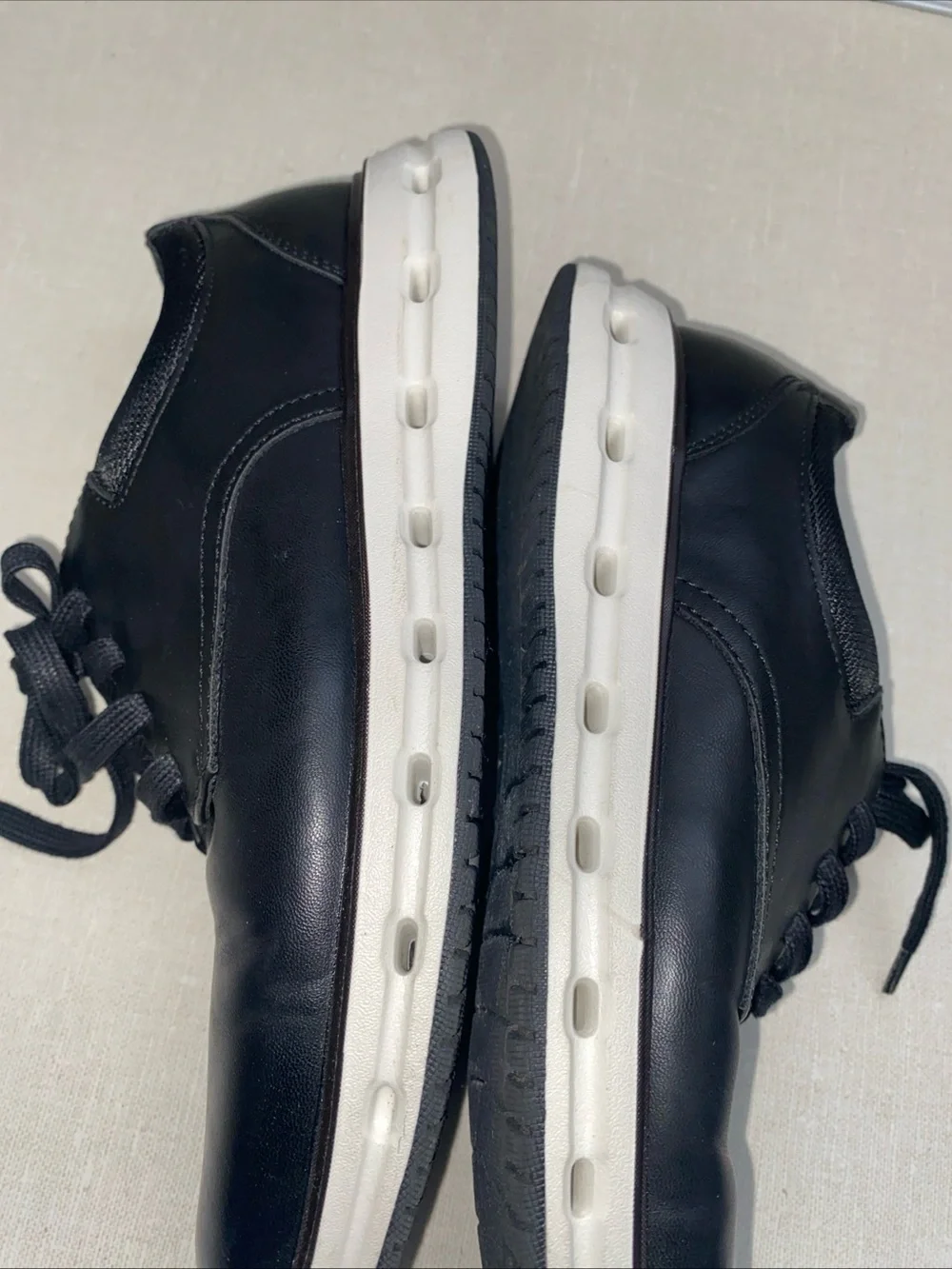 Land's End Sport Oxford Men's 8 Black Faux Leather Comfort Casual Dress Shoes